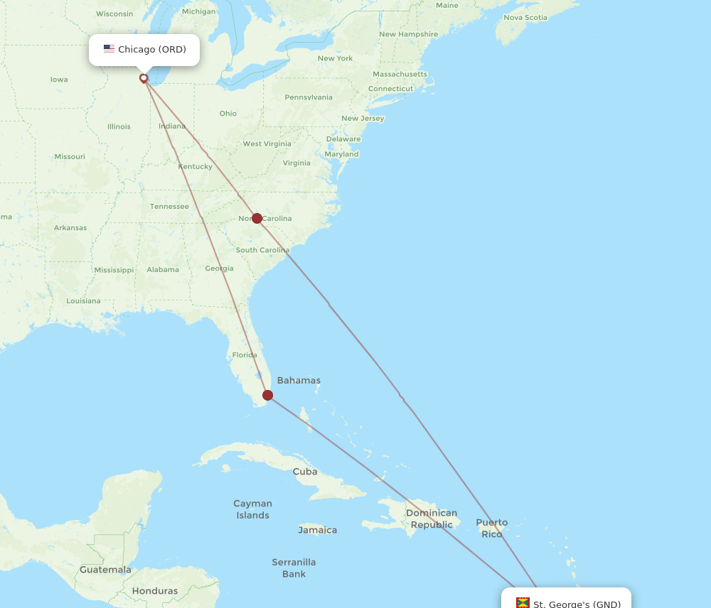 ORD-GND flight routes
