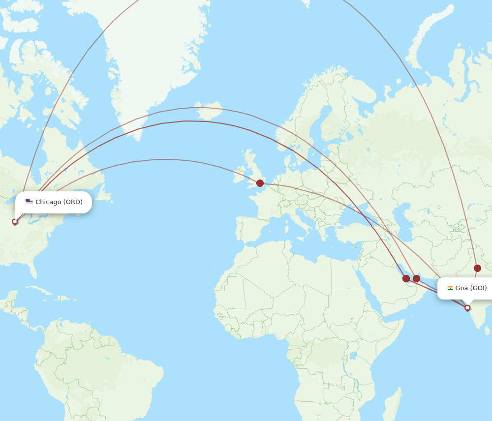ORD-GOI flight routes