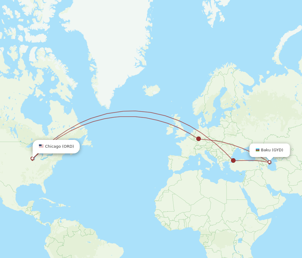 ORD-GYD flight routes