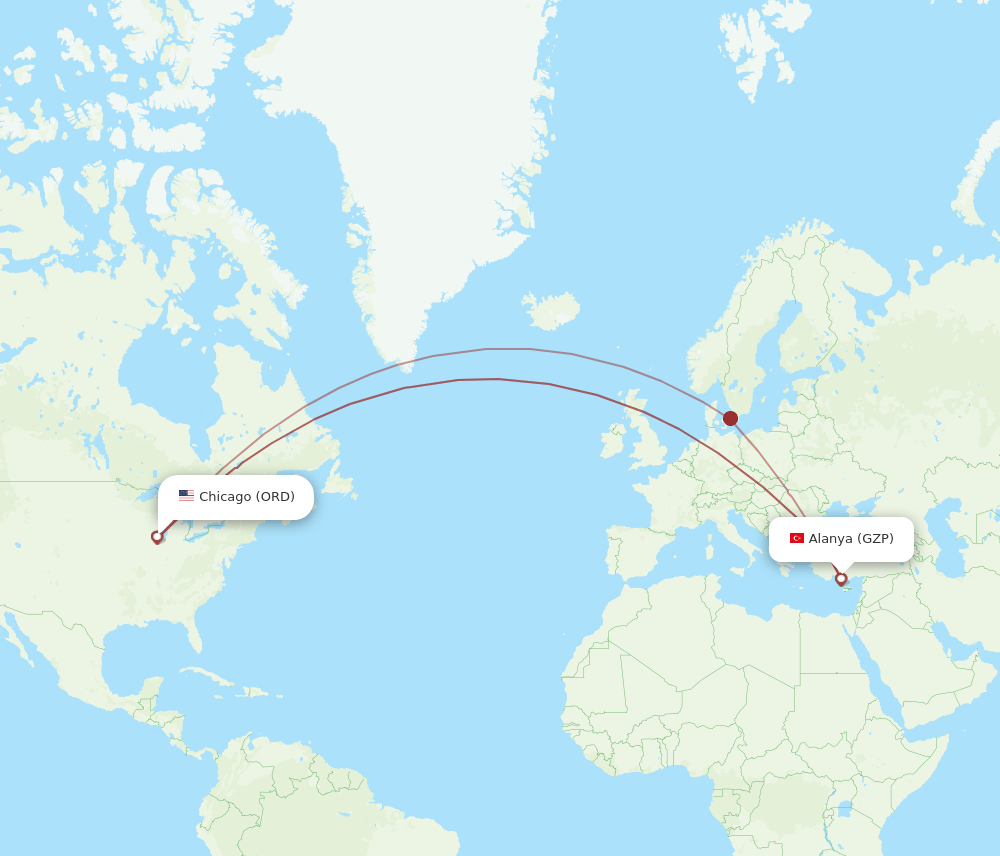 ORD-GZP flight routes
