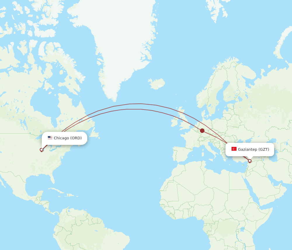ORD-GZT flight routes