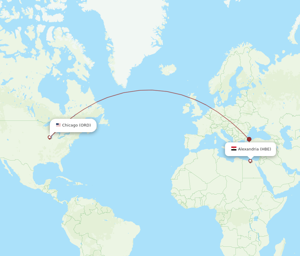 ORD-HBE flight routes