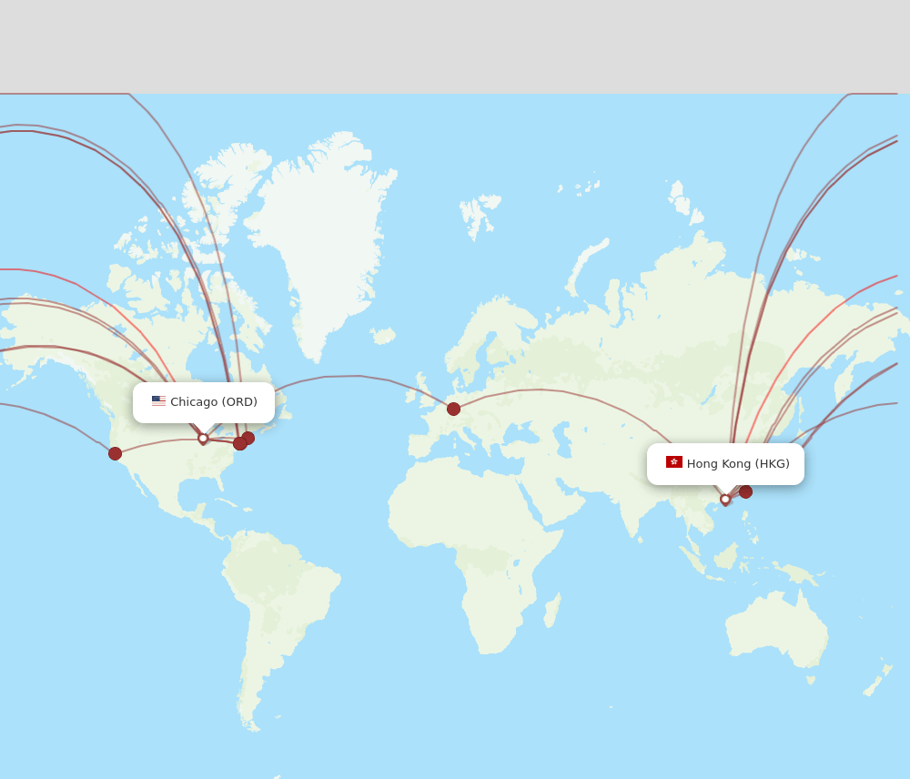 ORD to HKG flights and routes map