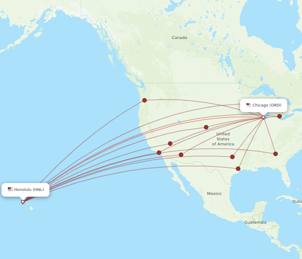 ORD to HNL flights and routes map