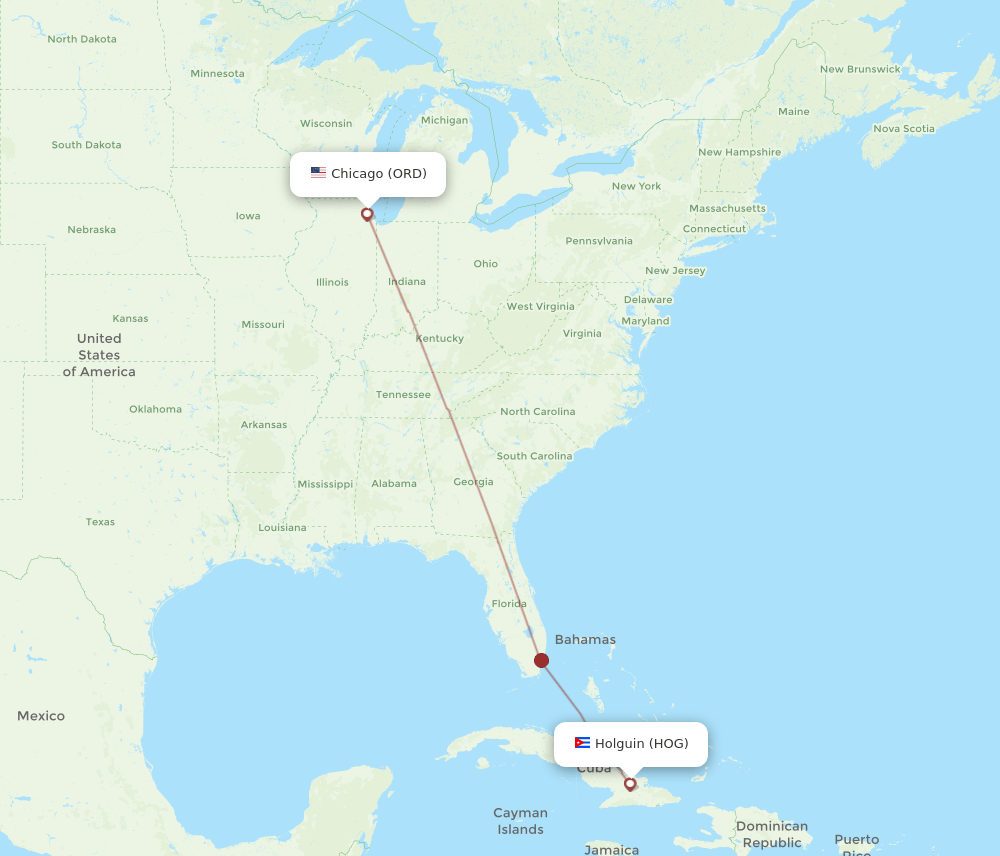 ORD-HOG flight routes
