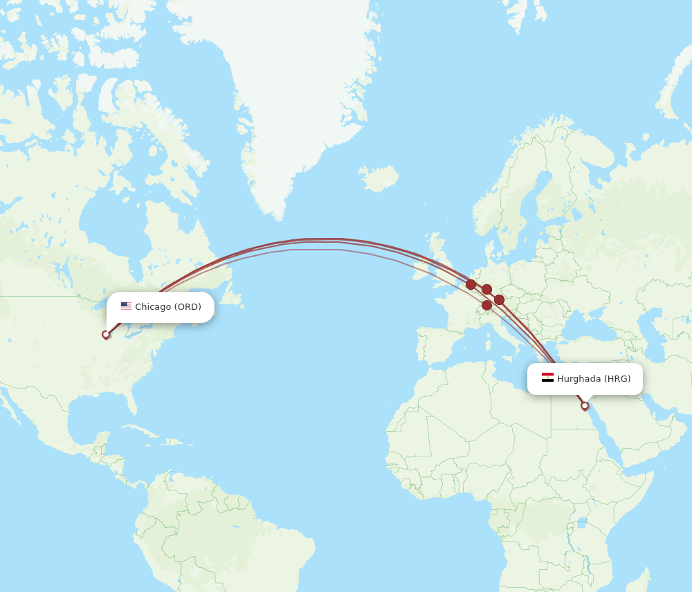 ORD-HRG flight routes