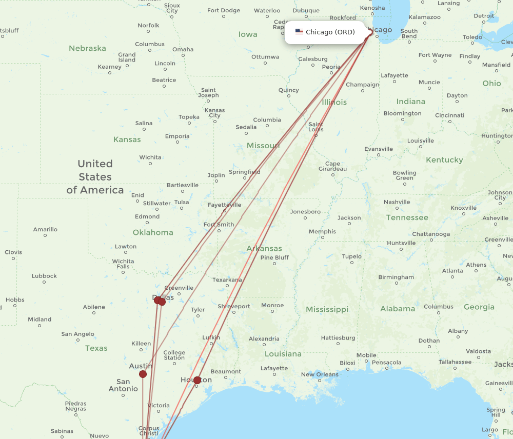 ORD-HRL flight routes