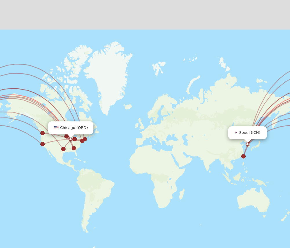 ORD-ICN flight routes
