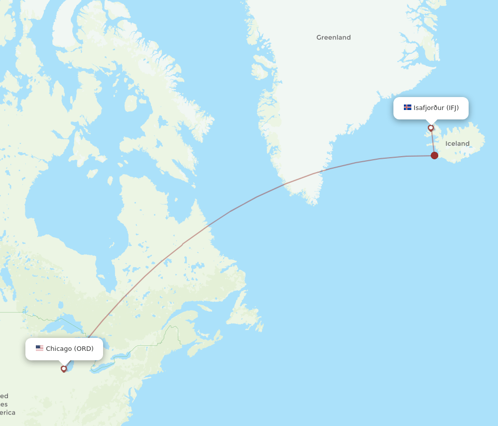 ORD to IFJ flights and routes map