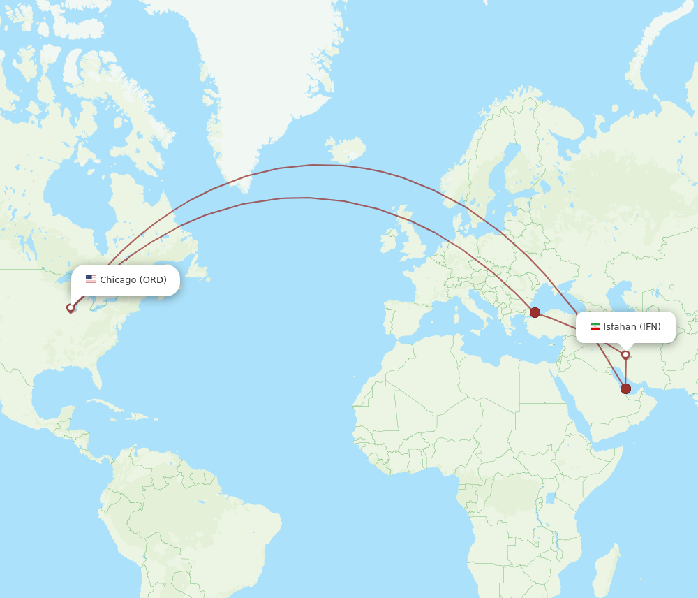 ORD-IFN flight routes