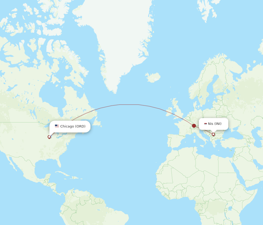 ORD-INI flight routes