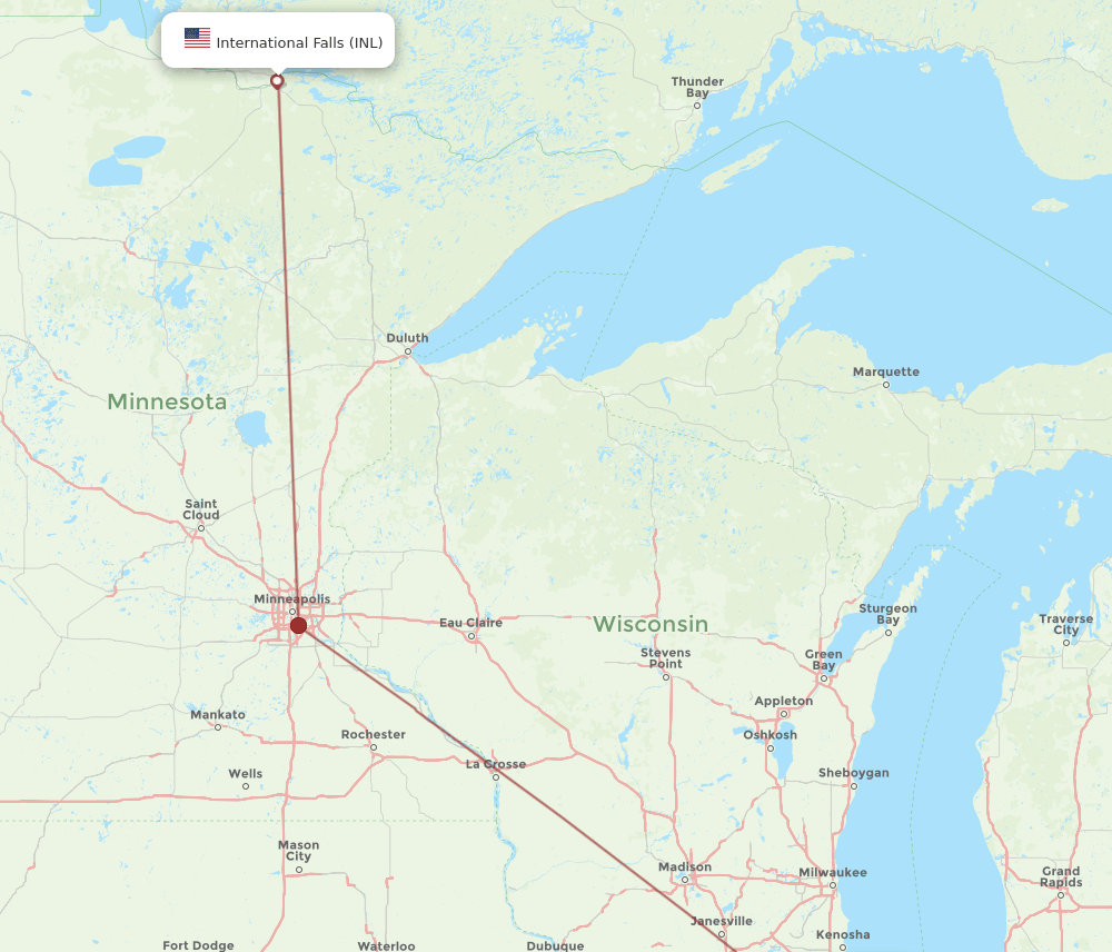 ORD-INL flight routes