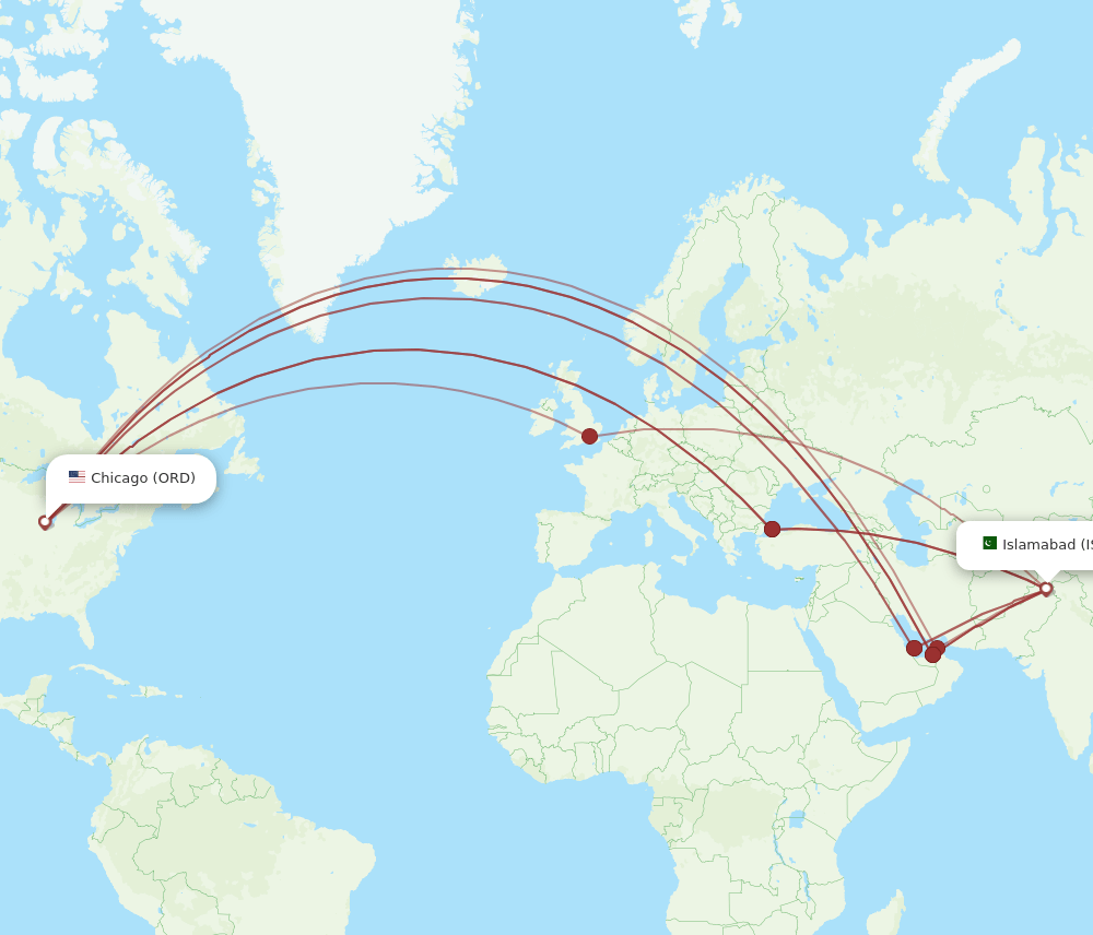 ORD-ISB flight routes
