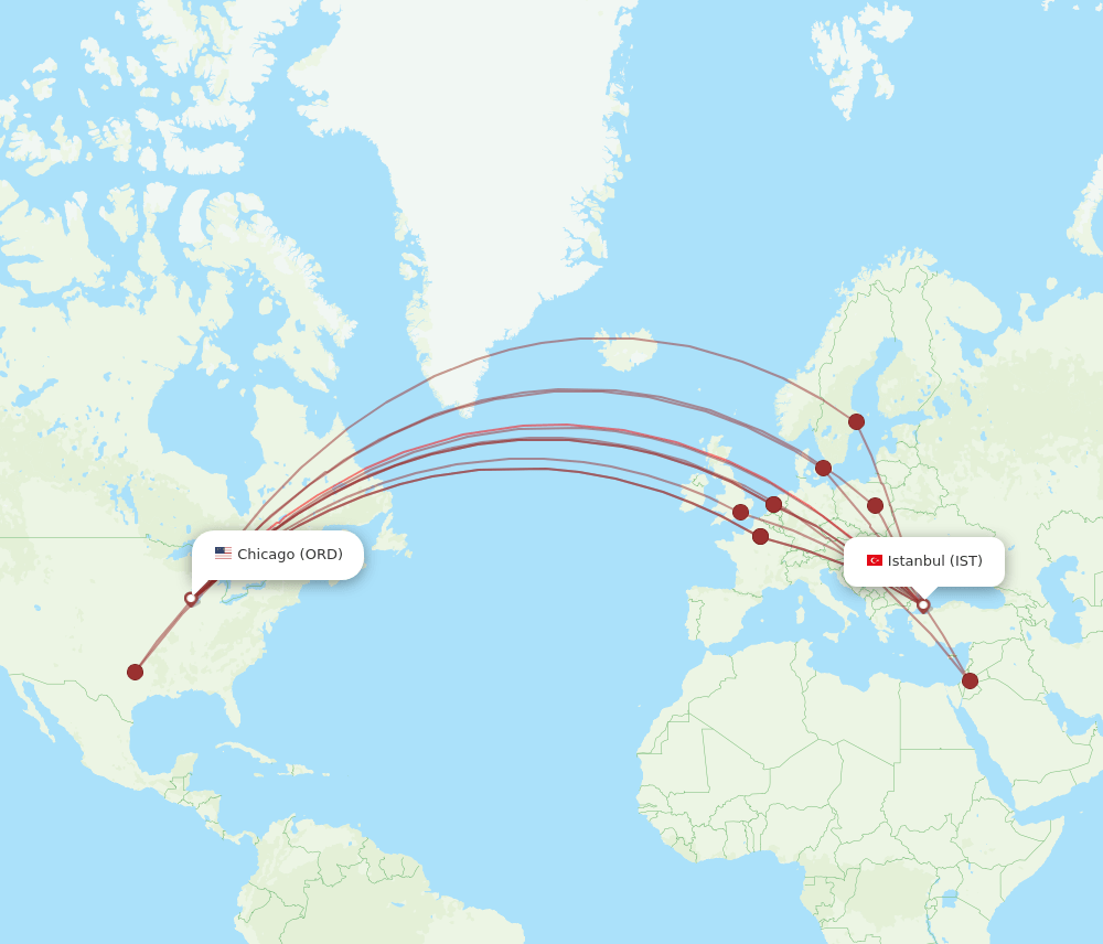 ORD-IST flight routes