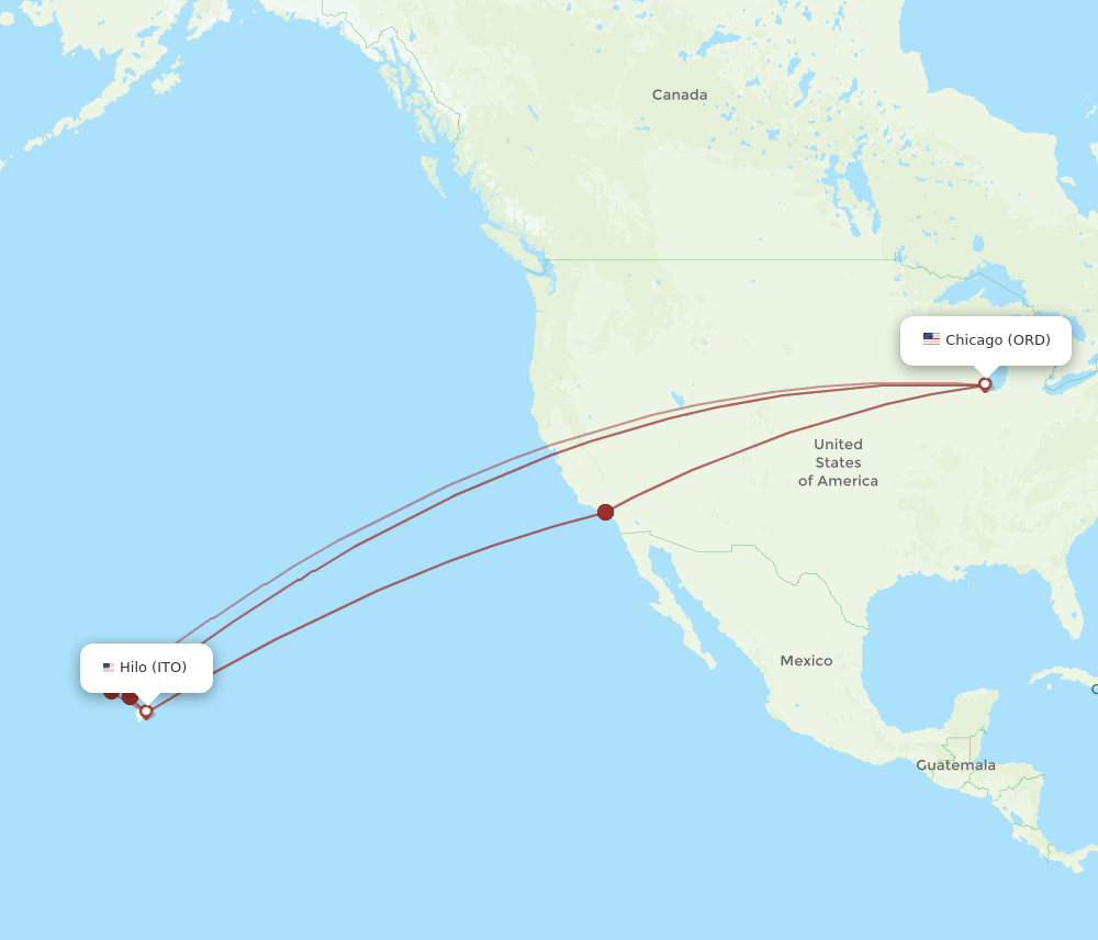 ORD-ITO flight routes