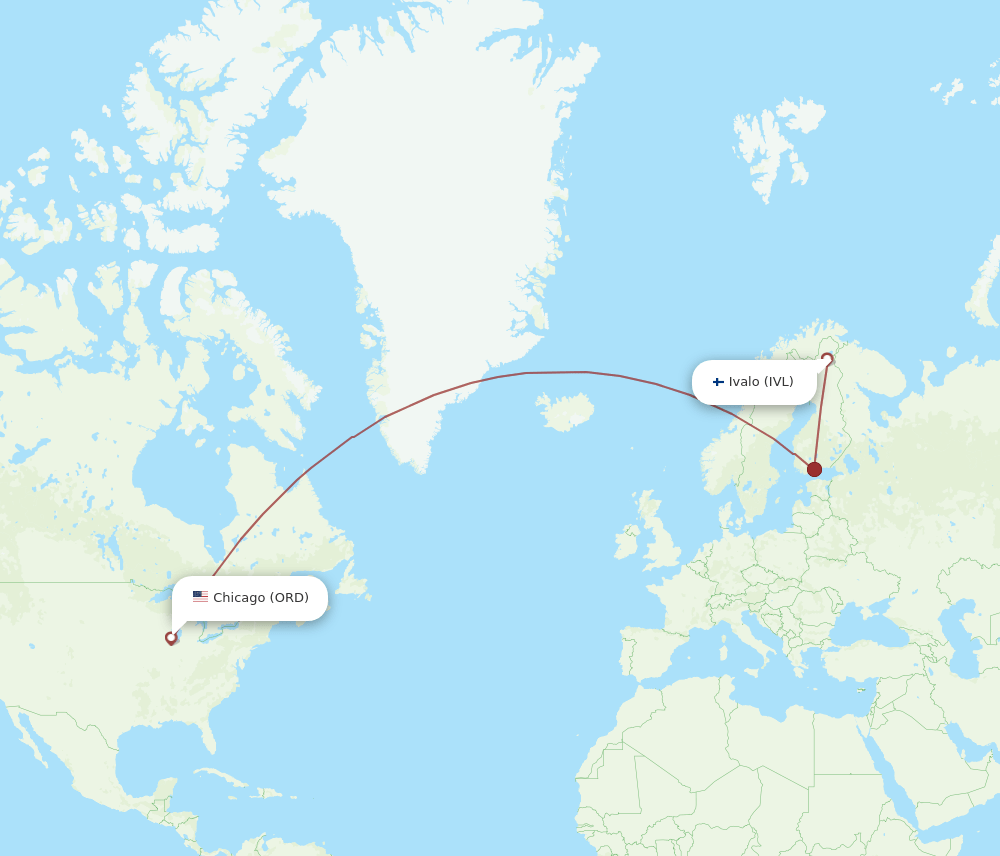 ORD-IVL flight routes