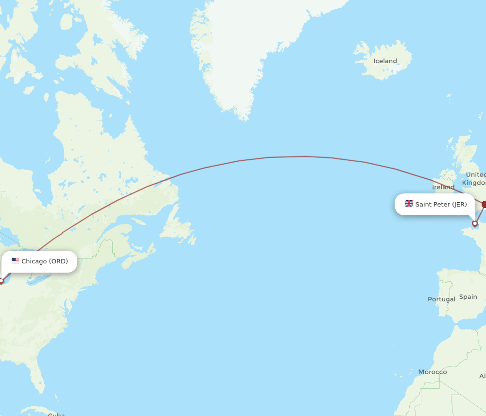 ORD to JER flights and routes map