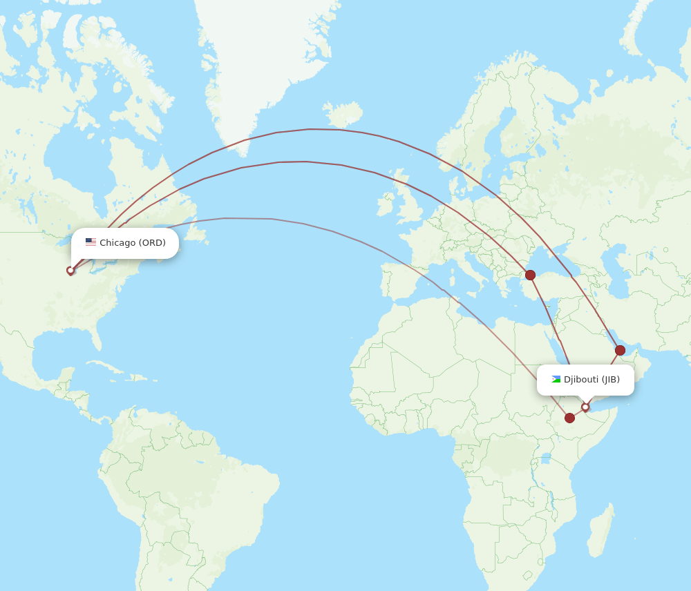 ORD-JIB flight routes