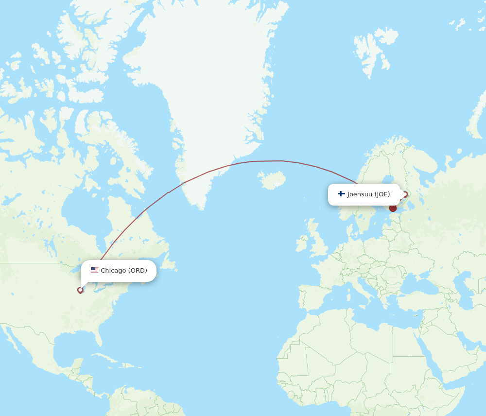 ORD-JOE flight routes