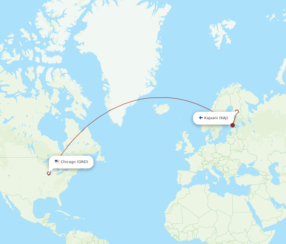 ORD-KAJ flight routes