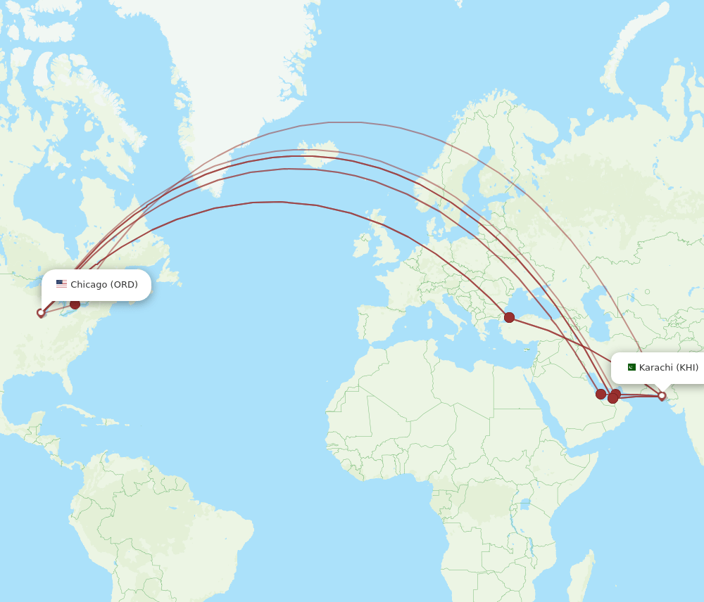 ORD-KHI flight routes