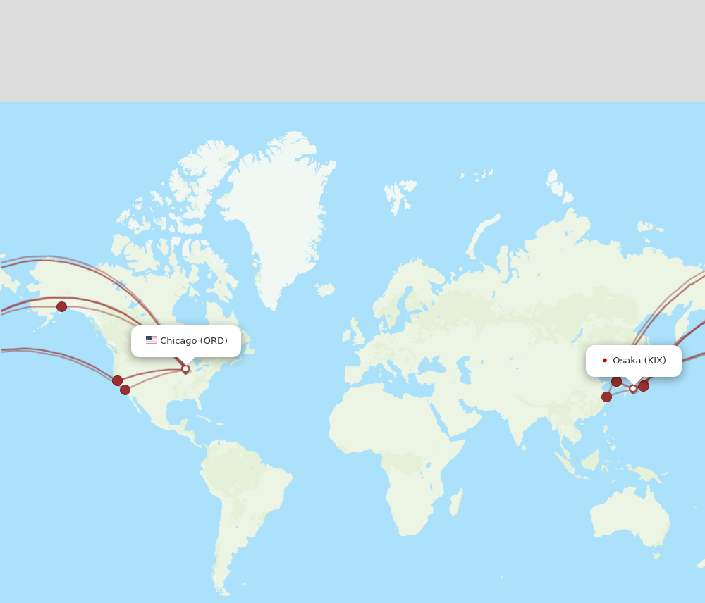 ORD to KIX flights and routes map