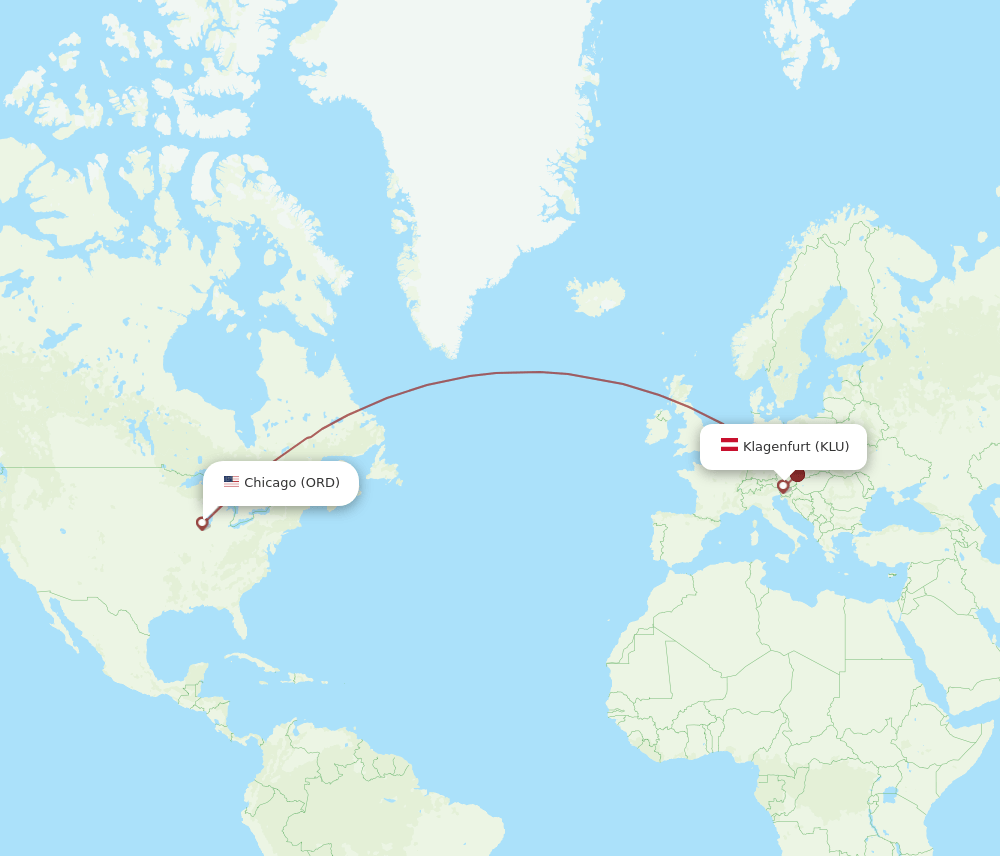 ORD-KLU flight routes
