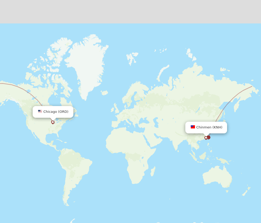 ORD-KNH flight routes