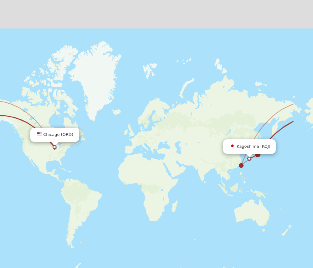 ORD to KOJ flights and routes map