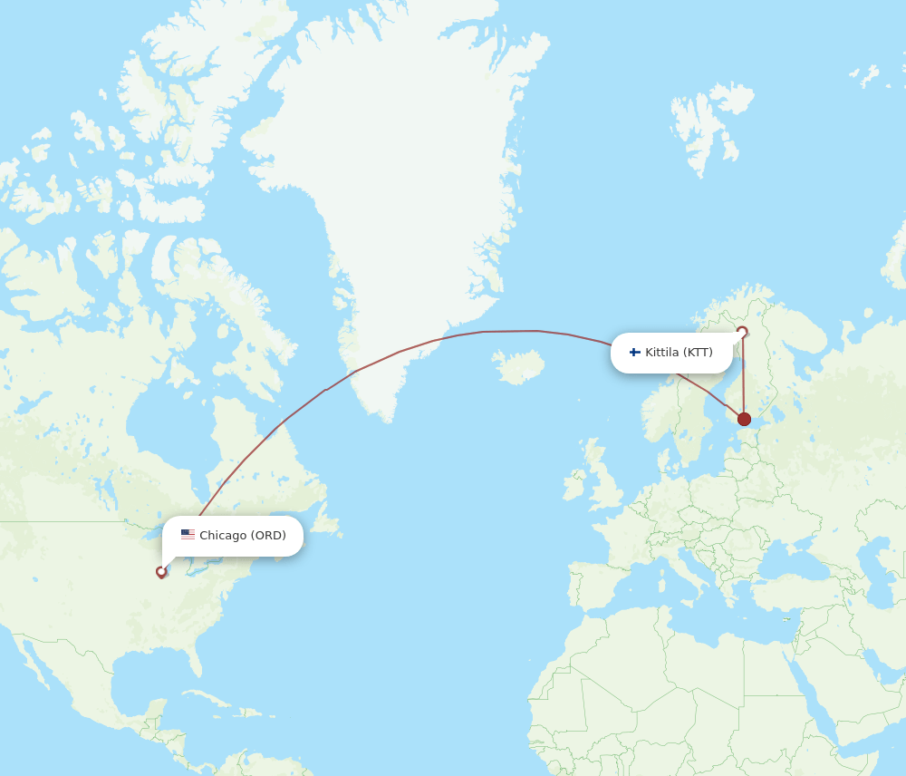 ORD-KTT flight routes
