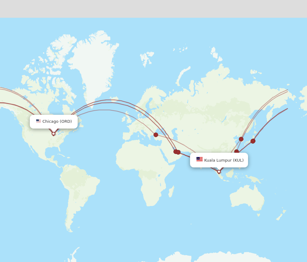 ORD to KUL flights and routes map