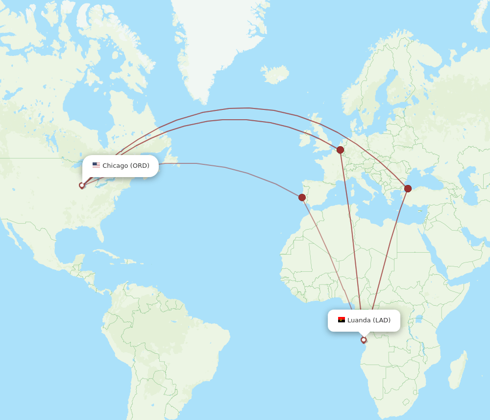 ORD-LAD flight routes
