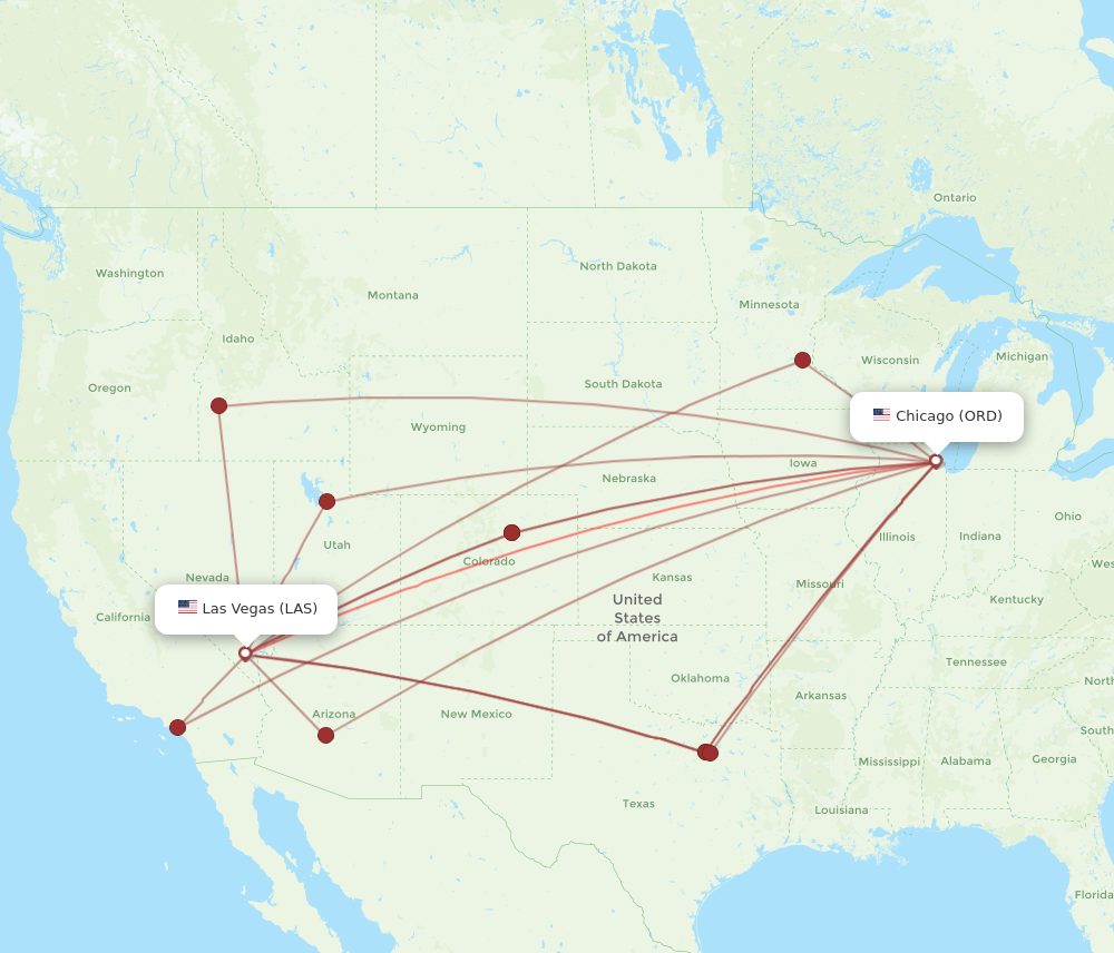 ORD to LAS flights and routes map