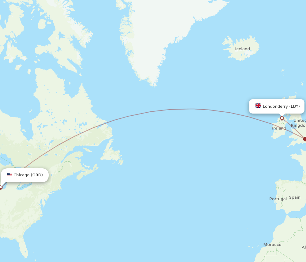 ORD-LDY flight routes