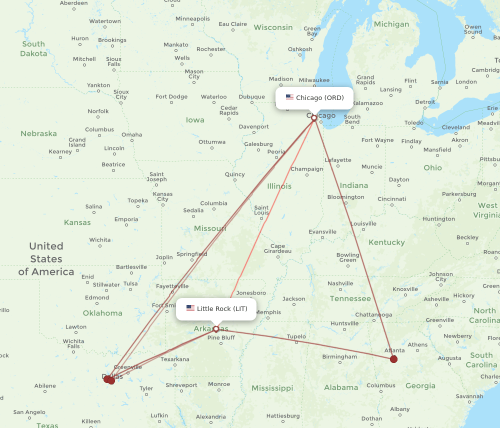 ORD-LIT flight routes