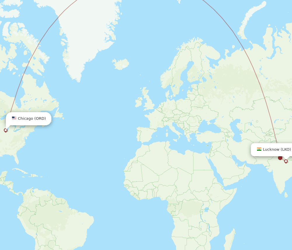 ORD-LKO flight routes