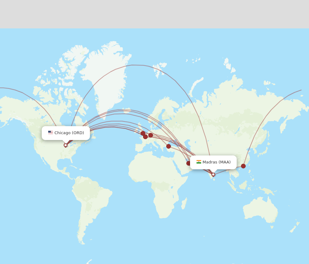 ORD to MAA flights and routes map