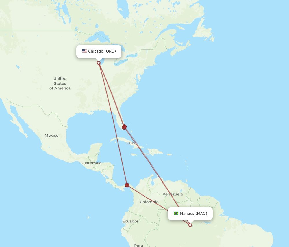 ORD-MAO flight routes