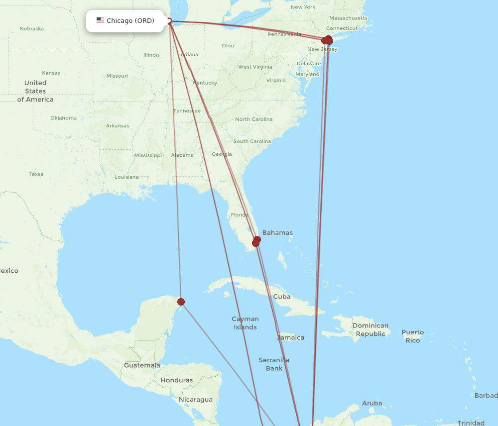 ORD-MDE flight routes