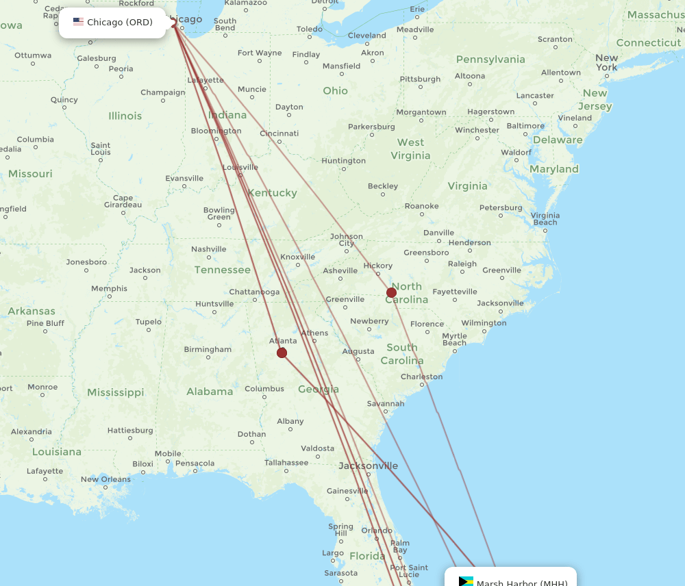 ORD-MHH flight routes