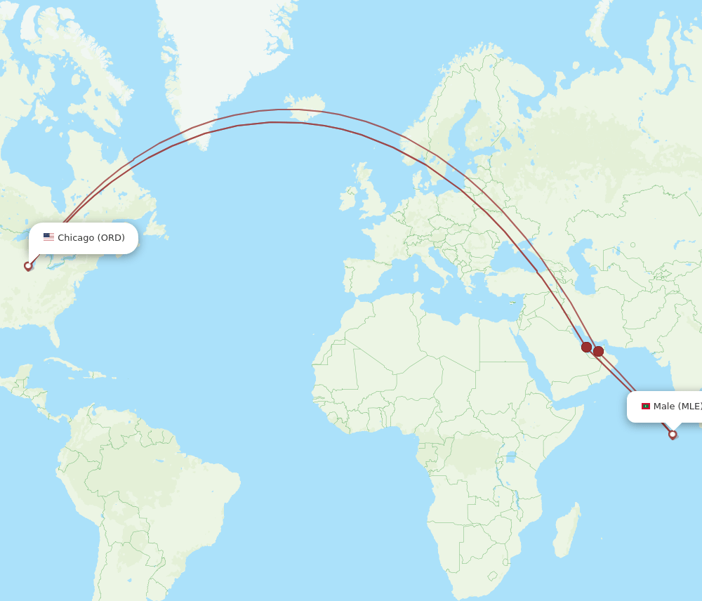 ORD-MLE flight routes