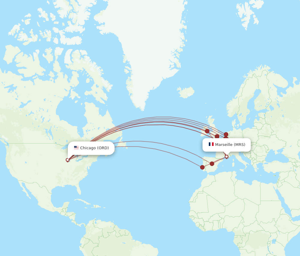 ORD to MRS flights and routes map