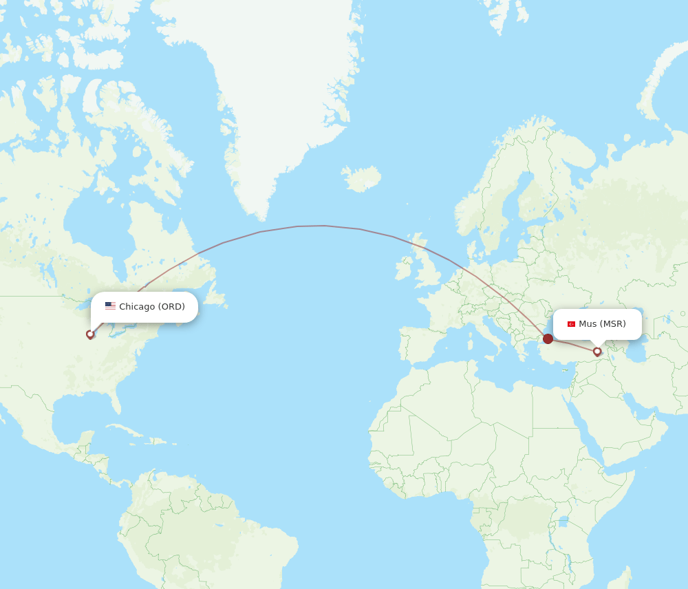 ORD to MSR flights and routes map