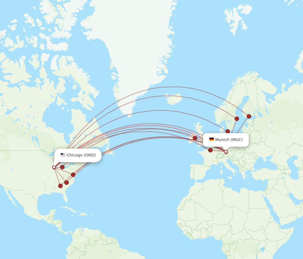 ORD to MUC flights and routes map