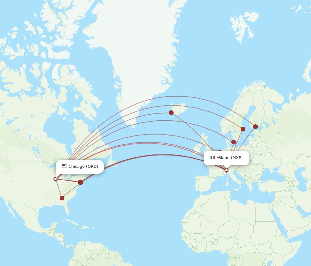 ORD-MXP flight routes