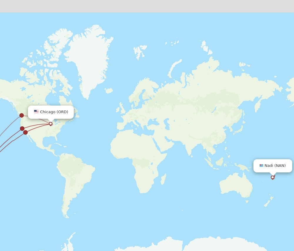 ORD-NAN flight routes