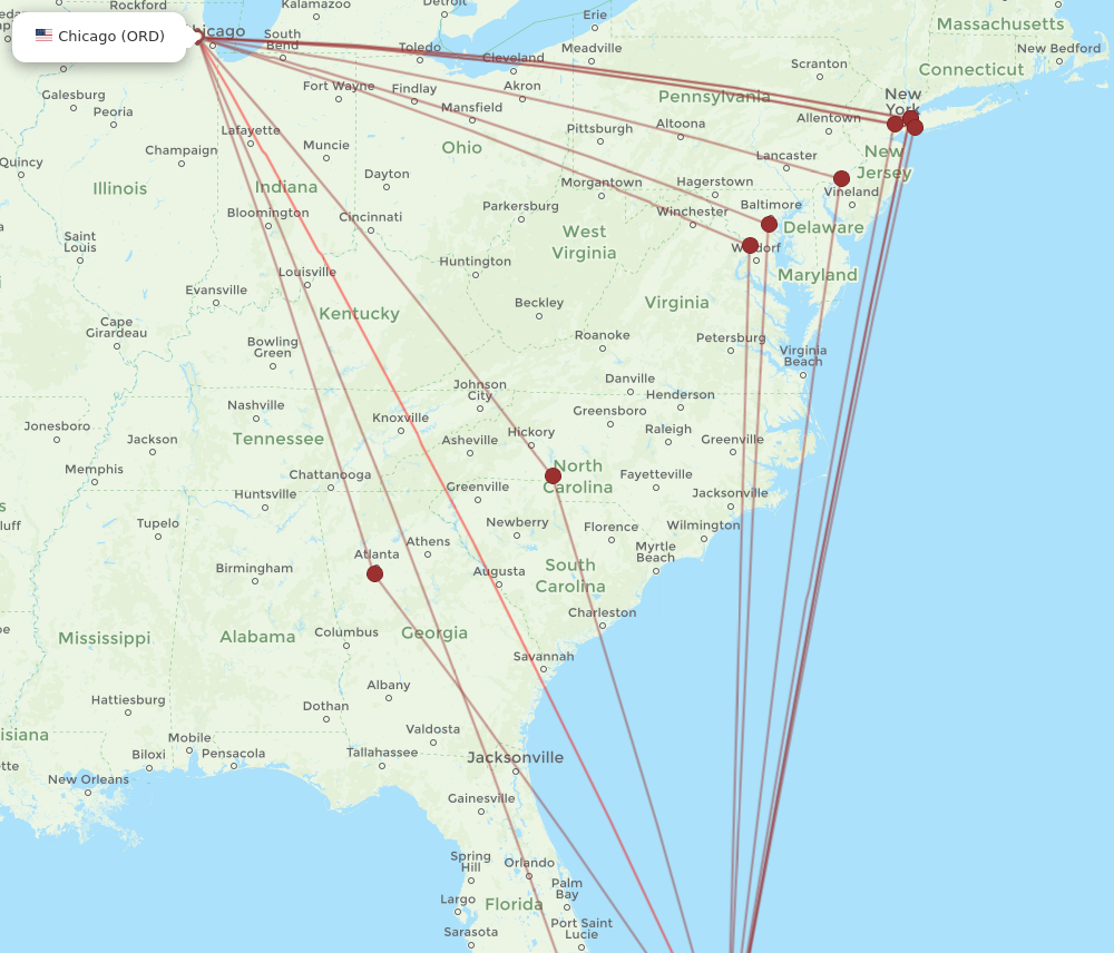 ORD to NAS flights and routes map