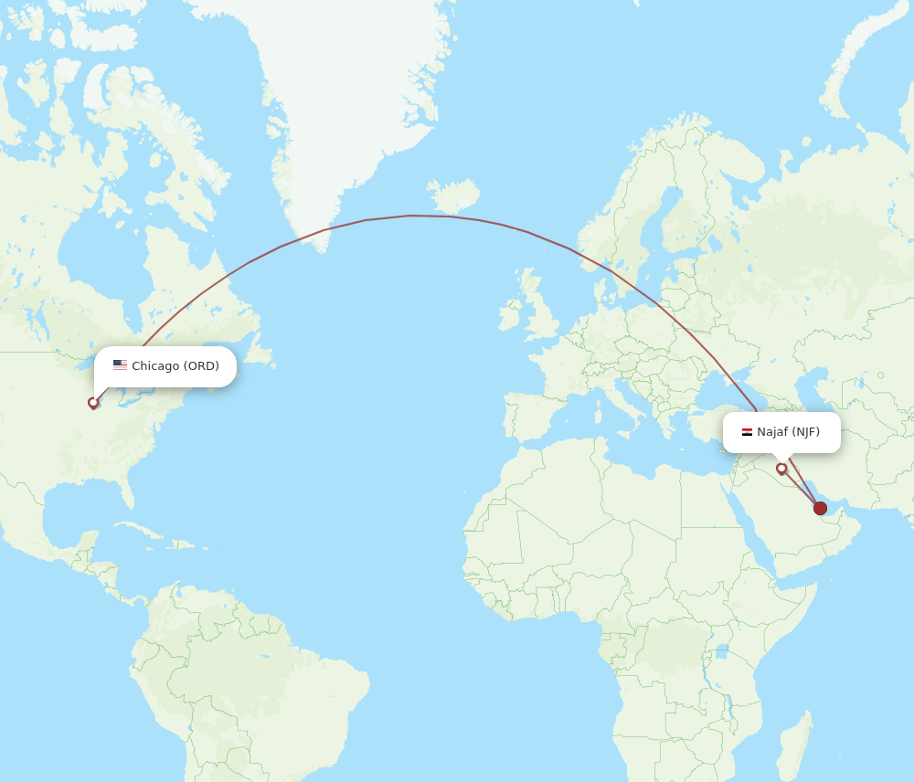 ORD-NJF flight routes