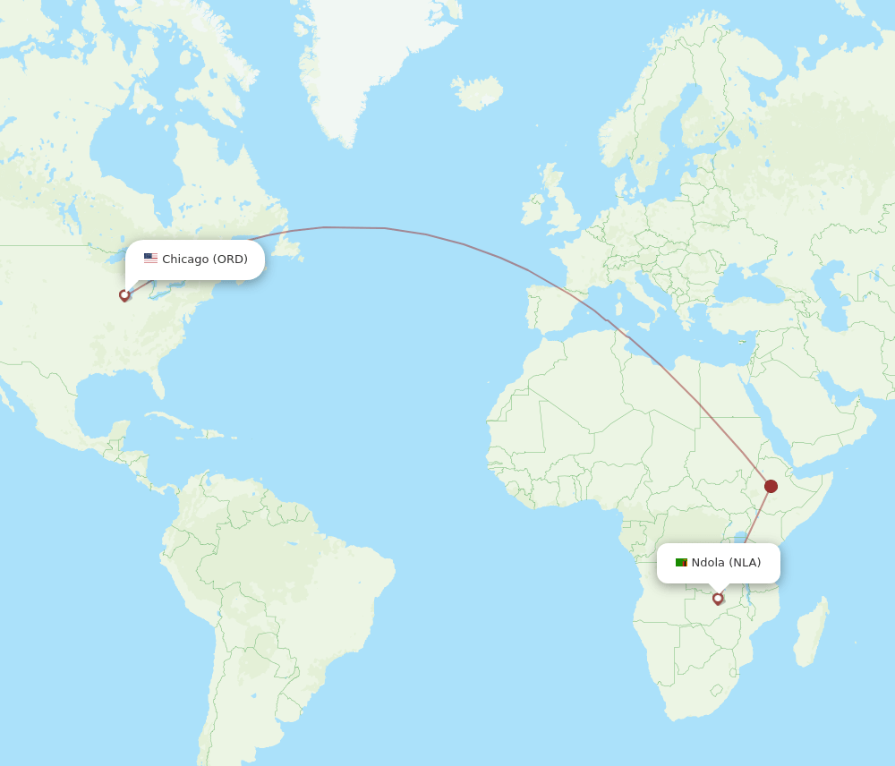 ORD-NLA flight routes