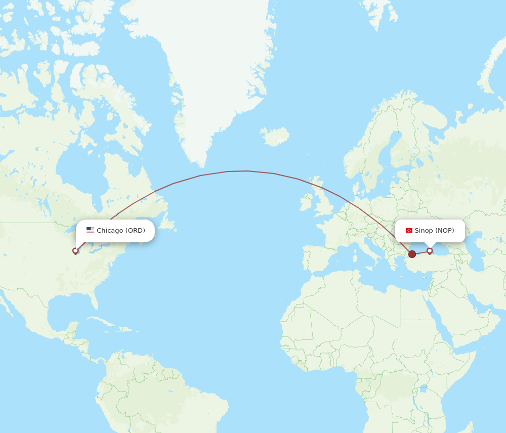 ORD-NOP flight routes